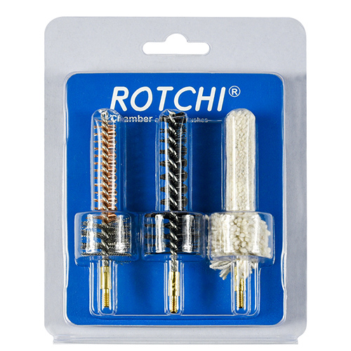 ரைபிள் சேம்பர் சுத்தம் செய்யும் தூரிகை 3-இன்-1 செட், கொப்புளம் மற்றும் அட்டை தொகுப்பு. கிடைக்கும்