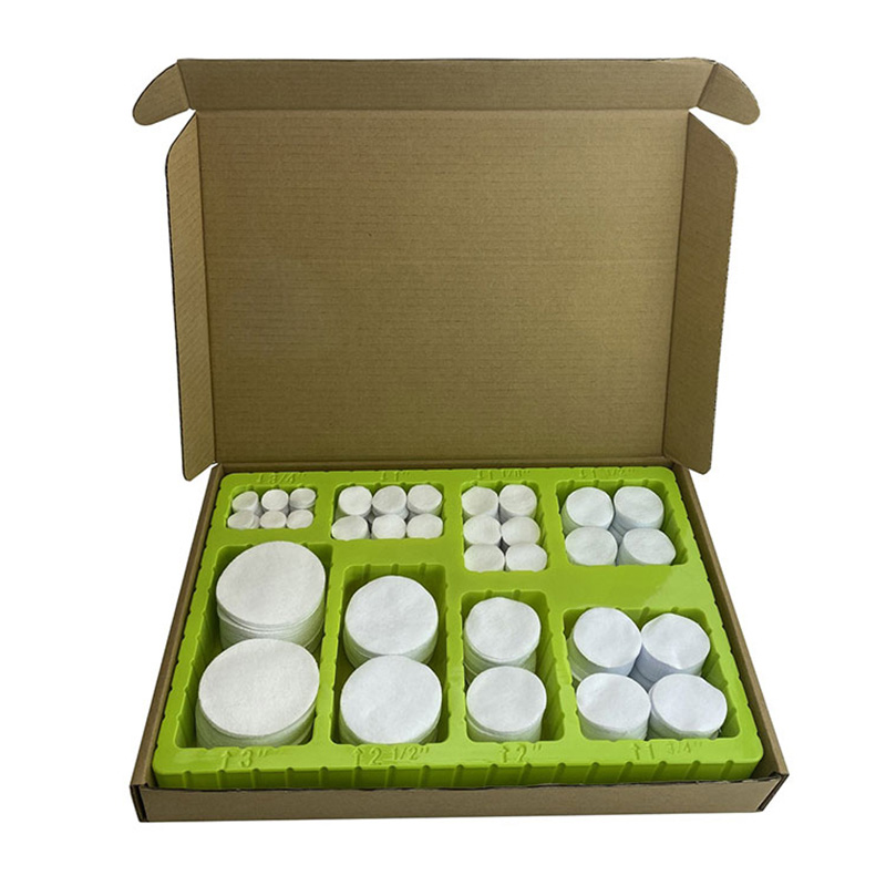 யுனிவர்சல் வெள்ளை பருத்தி துணி சதுர துப்பாக்கி சுத்தம் இணைப்புகள் கொப்புளம் பெட்டி